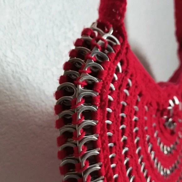 Handmade bag with crochet weaving technique.   New - Picture 8 of 11